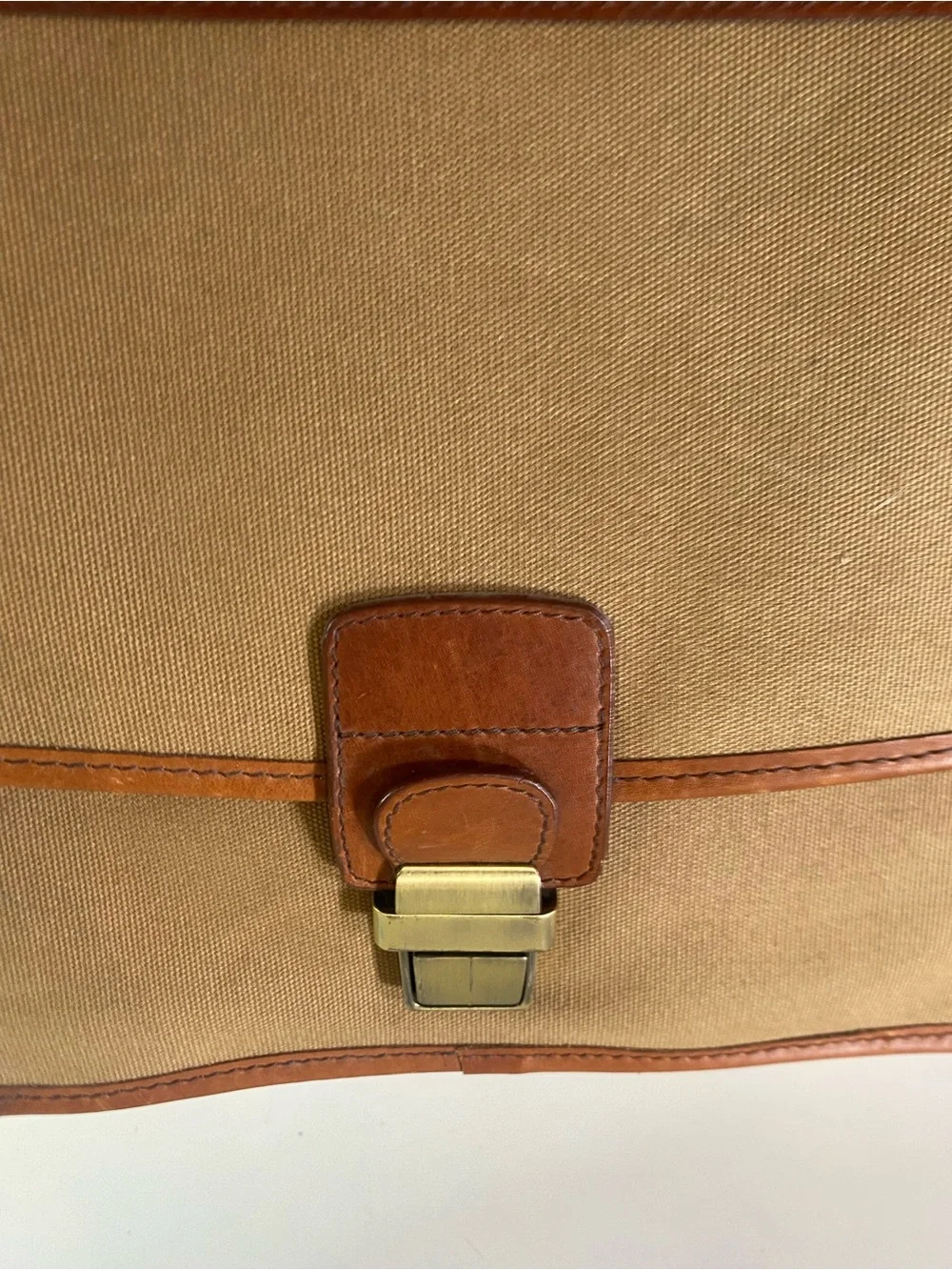 Vintage Things Remembered Leather & Canvas Massager Bag With Shoulder Strap